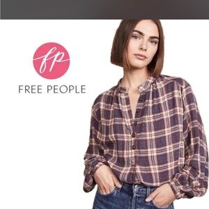 Free People Plaid Button- oversized